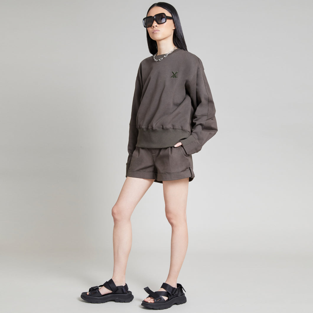 PIERRE MIXED MEDIA PULLOVER SLATE