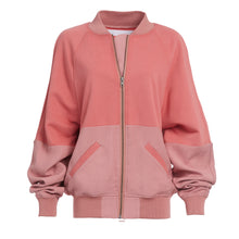 Load image into Gallery viewer, JESSE MIXED MEDIA ZIP UP BOMBER DUSTY ROSE
