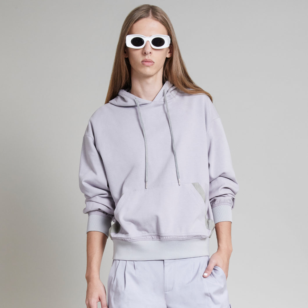 JULIAN MIXED MEDIA PULLOVER HOODIE LILAC HINT