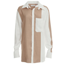 Load image into Gallery viewer, KEEGAN TOP WITH CONVERTIBLE COLLAR KHAKI &amp; IVORY
