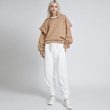 Load image into Gallery viewer, HAIDER TERRY MIXED MEDIA SWEATPANTS IVORY
