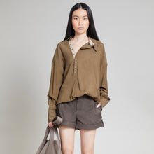 Load image into Gallery viewer, TAYLOR COLORBLOCK PULLOVER SHIRT OLIVE AND KHAKI COMBO
